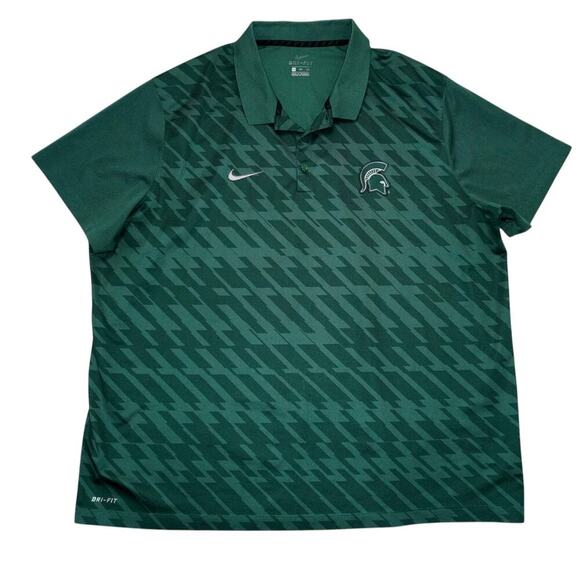 Nike Michigan State Spartans Polo Shirt – Size 3XL – Green Dri-Fit Golf Top - Picture 1 of 5
